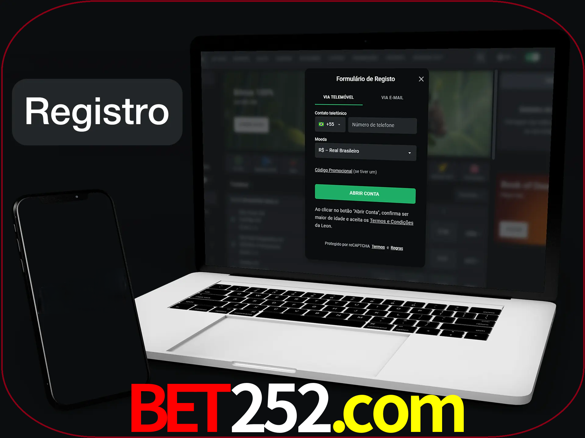 O registro na LeonBet é simples.